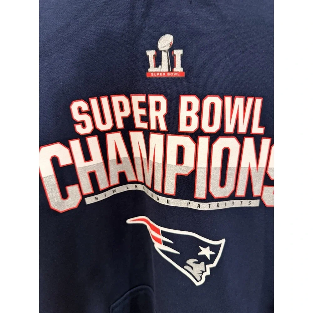 Nike NFL New England Patriots Superbowl Champions LI Pullover Hoodie Sz‎ XL Blue